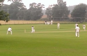 Josh on his way to a "Flake and Strawberry Sauce" 99 at Street End - part of the 391 runs scored off 40 overs by the team