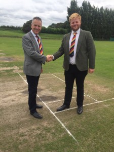 The Chairman and James Sutton at the start of the 2018 Chairman's match - Chairman's Clubbers v Sutton's Swingers