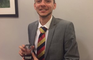 Rob Kennett receiving the KCL Batting Award 2018 at the League presentation evening November 2018