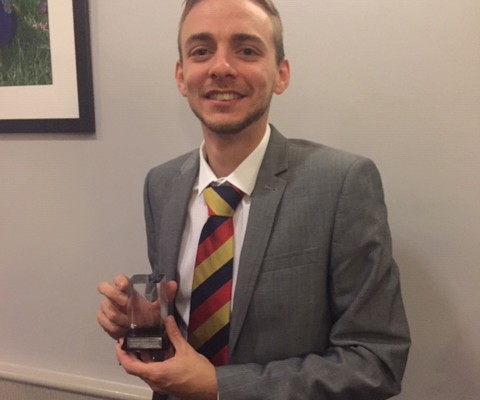 Rob Kennett receiving the KCL Batting Award 2018 at the League presentation evening November 2018