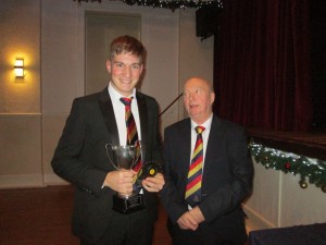 William Cosstick receives the Fielding Award from Vice President Rodney Bottle - William took 14 outfield catches and took 2 victims behind the stumps 